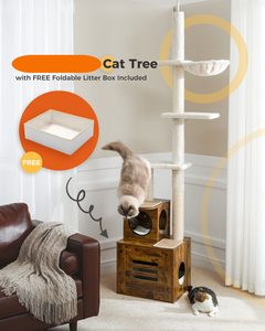 High Ceiling Cat Tree Tower with Cat Litter Box Enclosure