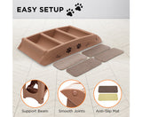 50cm Foldable Pet Stairs with Non-Slip Mat for Indoor and Outdoor Use - Brown