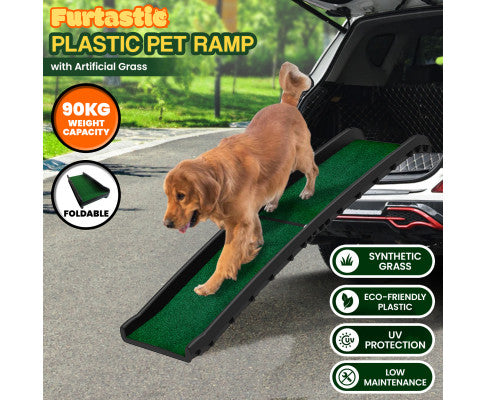 Foldable Plastic Dog Ramp with Synthetic Grass