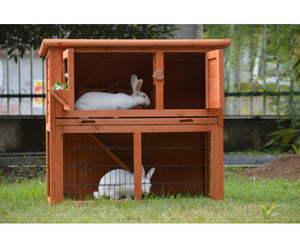 Double Storey Rabbit Hutch with Pull Out Tray