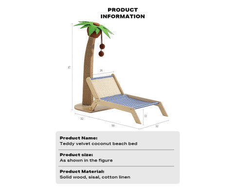 Dog & Cat Coconut Tree Lounge Scratching  Bed - Wood