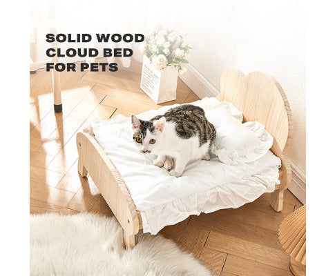 Dog & Cat Wooden Bed Sofa For Small Pet with Bedding