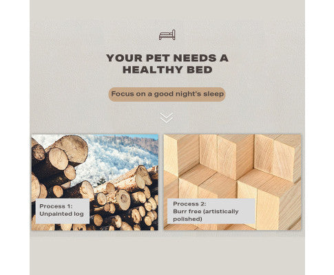 Solid Wood Pet Bed with Pillows