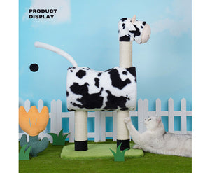 Cow Cat Scratching Post with Tunnel Bed