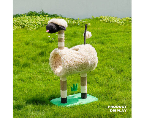Sheep Cat Scratching Post with Tunnel Bed