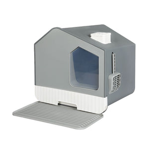 Enclosed Cat Litter Box with Odour Control Basin