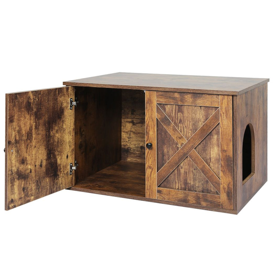 Enclosed Hooded Cat Litter Box Furniture /Pet House Table