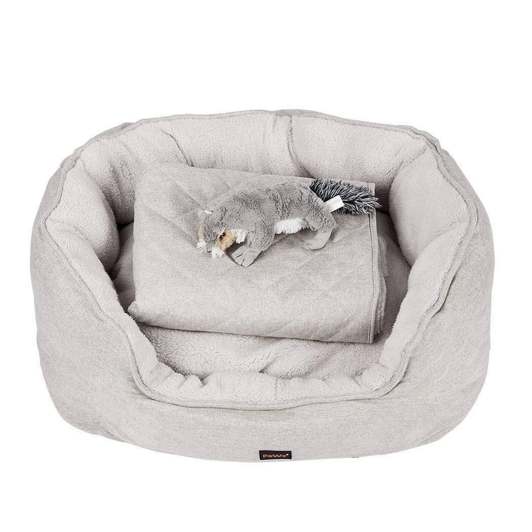 PLUSH 3 PIECE PET BED SET BEIGE Comfortable and Stylish Sleeping Solution for Your Furry Friend Direct To Pet