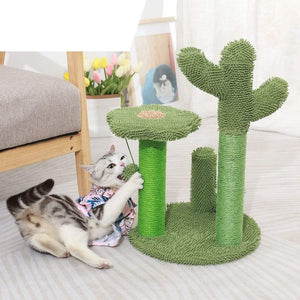 53cm Cat Scratching Post / Tree / Pole - Green Cactus & Flower