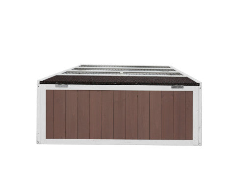 Large Wooden Chicken Coop & Rabbit Hutch - Brown and White