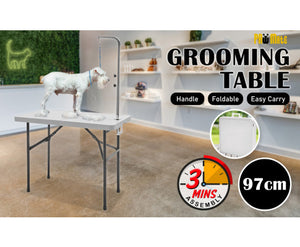 97cm Adjustable Pet Grooming Table - White