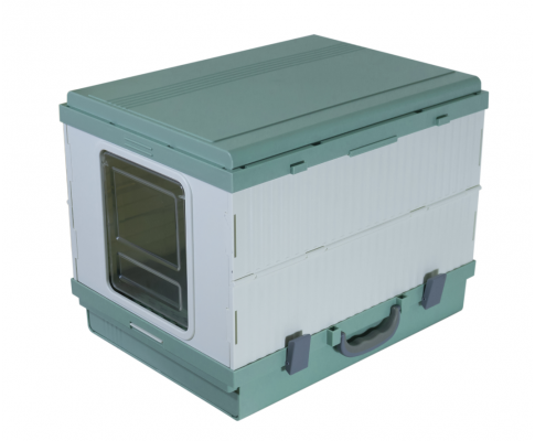 XL Foldable Cat Litter Box with Handle and Scoop - Green