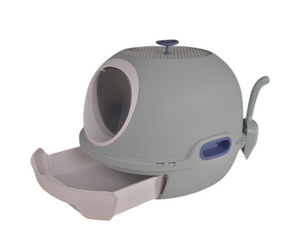 Hooded Cat Litter Box With Drawer and Scoop - Blue
