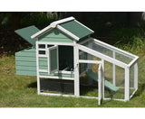 Small Chicken coop with nesting box for 2 Chickens / Rabbit Hutch - Green