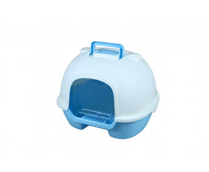Cat Litter Box Portable Hooded Tray House with Handle and Scoop - Blue