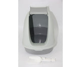Portable Hooded Cat Litter Box with Scoop and Grid Tray
