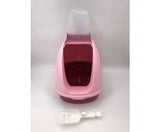 Portable Hooded Cat Litter Box with Handle and Scoop - Pink