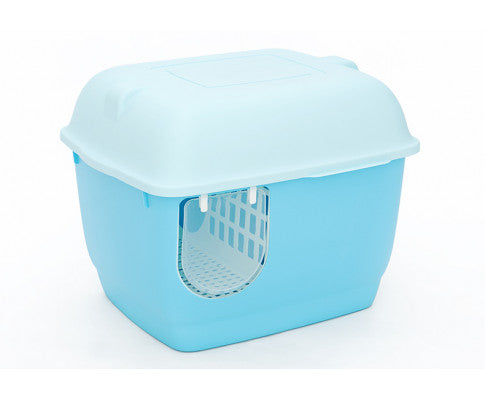 XL Portable Hooded Cat Litter Box  with Handle and Scoop - Blue