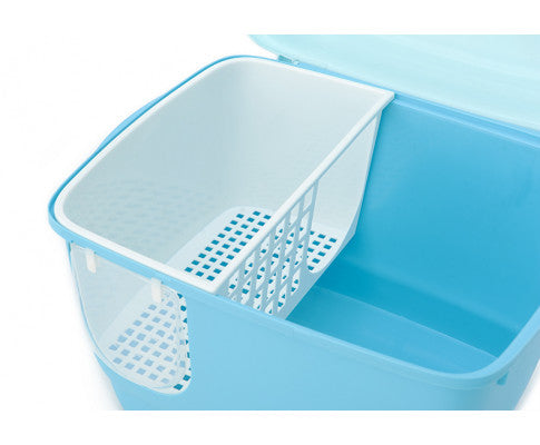 XL Portable Hooded Cat Litter Box  with Handle and Scoop - Blue