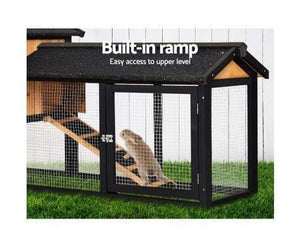 Chicken Coop, Backyard Chicken House, Rabbit Hutch & Rabbit Cage Large Metal & Wood Chicken Coop & Rabbit Hutch
