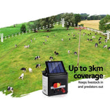 Pet Care Giantz 3km Solar Electric Fence Charger Energiser