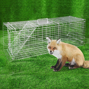 Pet Care Humane Animal Trap Cage 94 x 34 x 36cm  - Silver