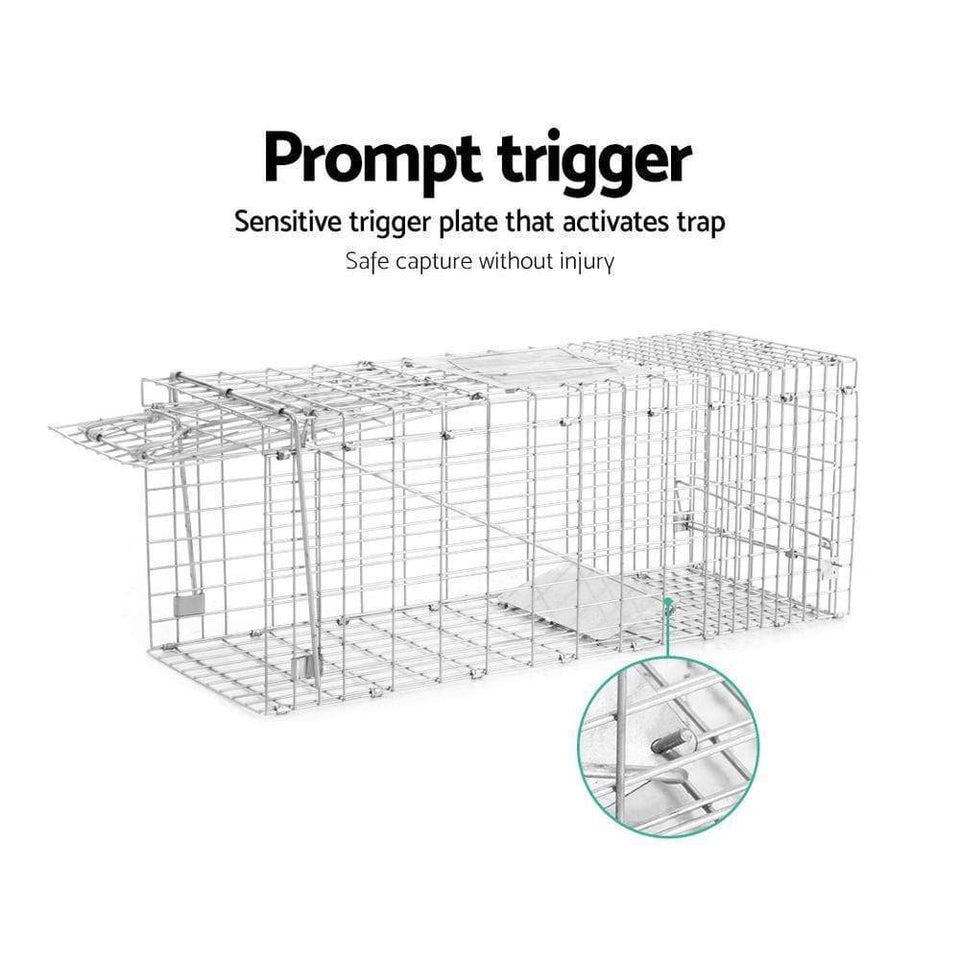 Pet Care Set of 2 Humane Animal Trap Cage 66 x 23 x 25cm  - Silver
