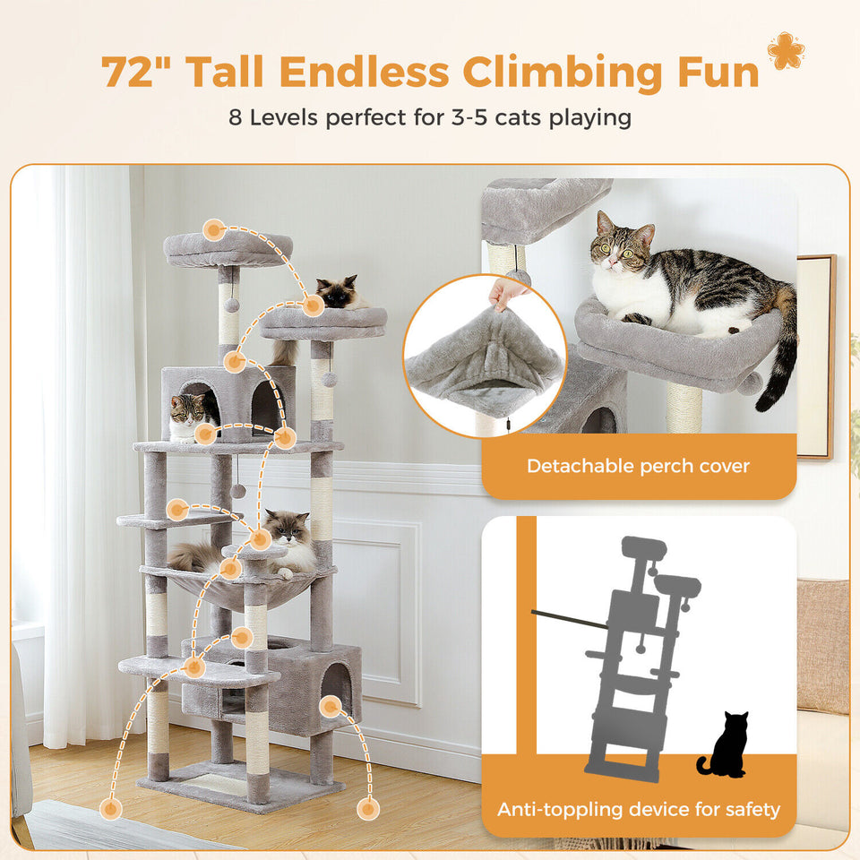 184cm Multilevel Cat Scratching Tower/ Tree