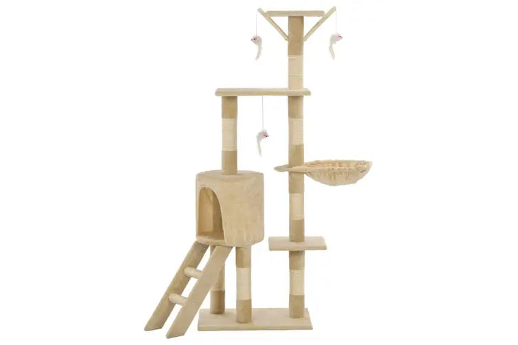 138cm Cat Tree with Sisal Scratching Posts - Beige