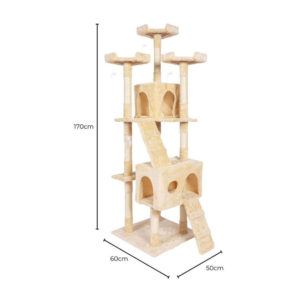 170cm Plush Cat Condo Cat Tree - Beige