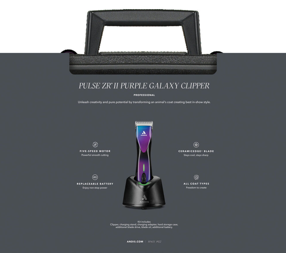 Andis Pulse ZR II Cordless Clipper with 2 Batteries - Purple Galaxy