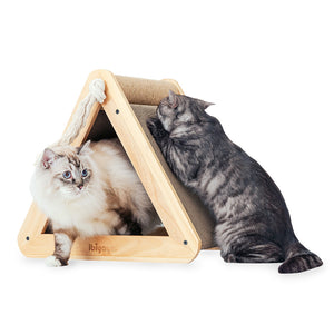 Hideout Wooden Cat Scratching Post with Replaceable Cardboard Inserts