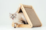 Hideout Wooden Cat Scratching Post with Replaceable Cardboard Inserts