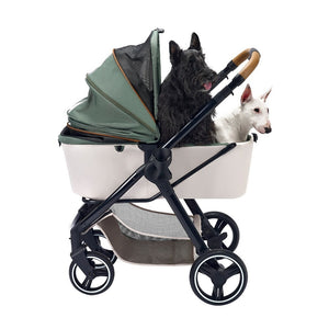 Ibiyaya Retro Luxe Folding Pet Stroller for Pets up to 30kg - Soft Sage