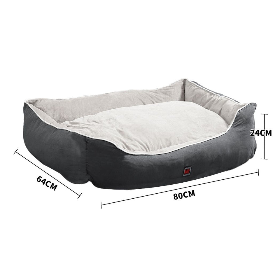 DELUXE SOFT PET BED MATTRESS WITH REMOVABLE COVER - GREY