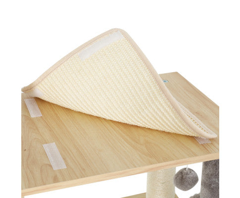 152cm Cat Scratching Post Wood Bed Condo - Beige/Grey