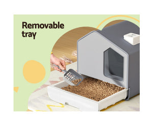 Large Enclosed Cat House Litter Box with Scoop