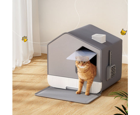 Large Enclosed Cat House Litter Box with Scoop