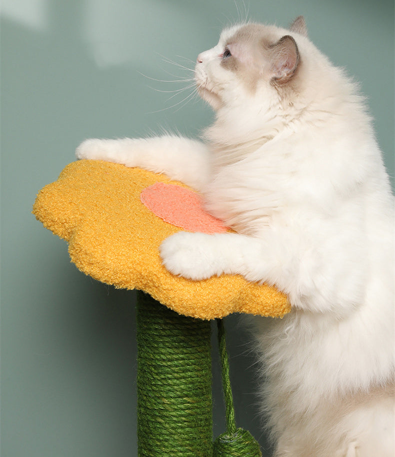 90cm Sunflower Plush Scratching Post Cat Tree