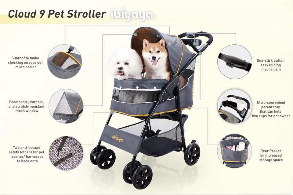 IBIYAYA CLOUD 9 PET STROLLER UP TO 20KG