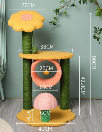 90cm Sunflower Plush Scratching Post Cat Tree