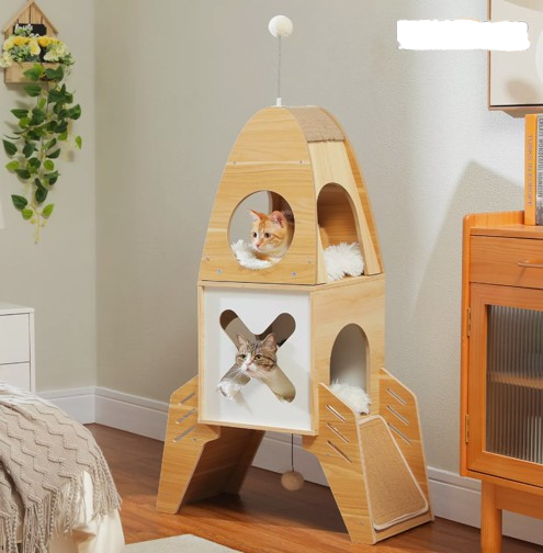 Small Rocket Ship Cat House