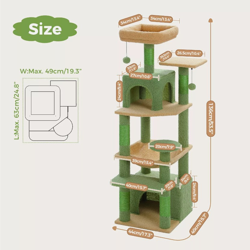 136cm Cat Scratching Condo House with Toy