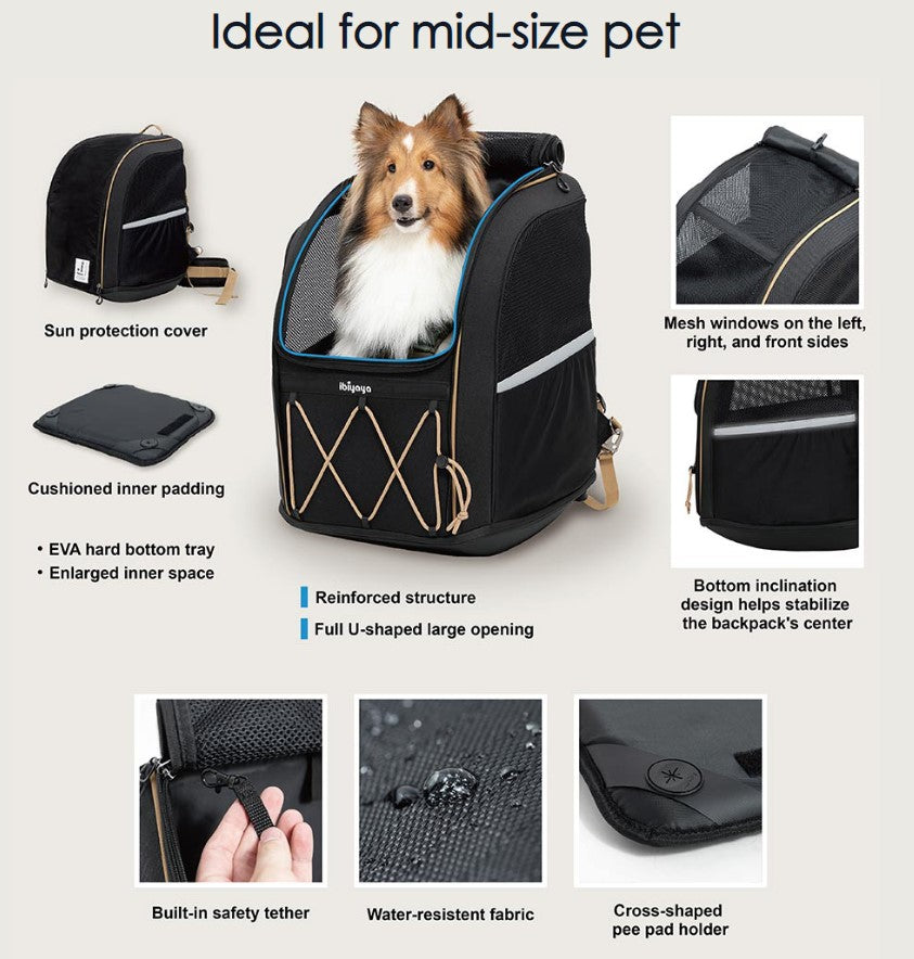 3 in 1 Carrier Backpack Car Seat for Dogs up to 12kg by Ibiyaya Champion