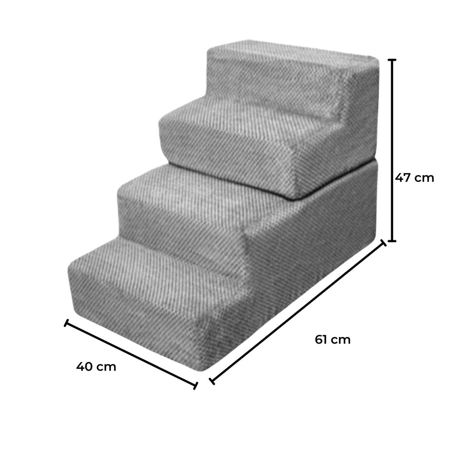 3 Step Memory Foam Pet Steps - Grey