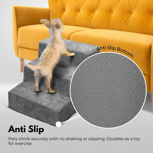 3 Step Memory Foam Pet Steps - Grey