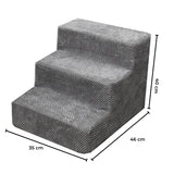 3 Step Memory Foam Pet Steps - Grey