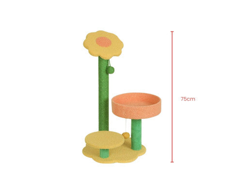 75cm Sunflower Plush Scratching Post Cat Tree