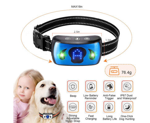 Waterproof Smart Collar with Vibration, Magnetic Charging, and Barking Detection