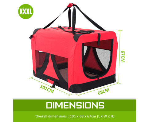 Portable Foldable Pet Carrier - Red